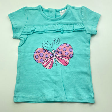 Girls Baby Berry, blue cotton t-shirt / top, butterfly, EUC, size 00,  