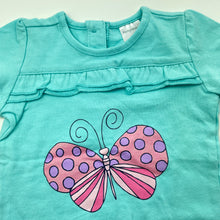 Load image into Gallery viewer, Girls Baby Berry, blue cotton t-shirt / top, butterfly, EUC, size 00,  