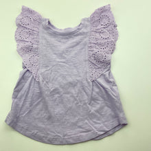 Load image into Gallery viewer, Girls KID, purple cotton broderie trim top, EUC, size 1,  