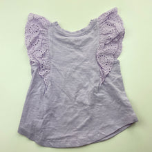 Load image into Gallery viewer, Girls KID, purple cotton broderie trim top, EUC, size 1,  