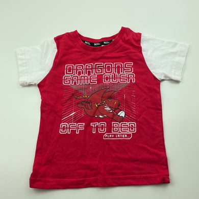 unisex NRL Supporter, St George Dragons cotton t-shirt / top, EUC, size 1,  