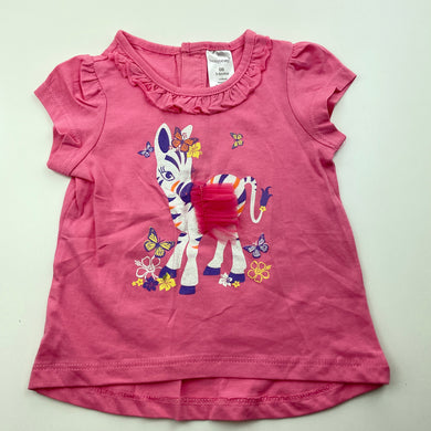 Girls Baby Berry, pink cotton t-shirt / top, zebra, EUC, size 00,  