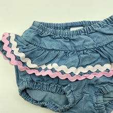 Load image into Gallery viewer, Girls Seed, blue lyocell ruffle shorts / bloomers, EUC, size 000,  