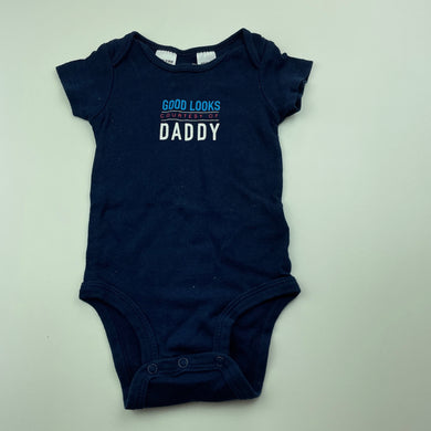 Boys Carters, navy cotton bodysuit / romper, GUC, size 00,  