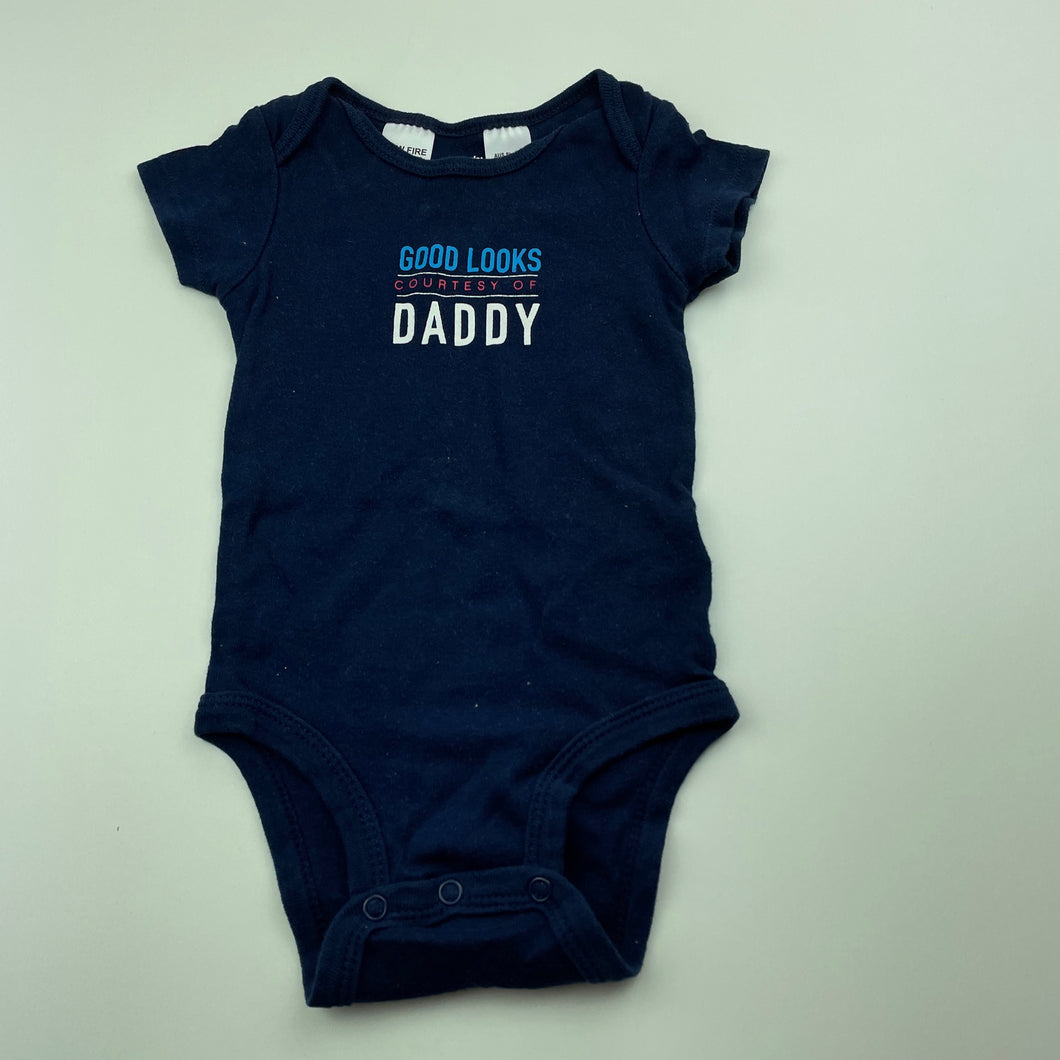Boys Carters, navy cotton bodysuit / romper, GUC, size 00,  
