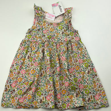 Girls Mango, floral cotton casual dress, NEW, size 1, L: 44cm