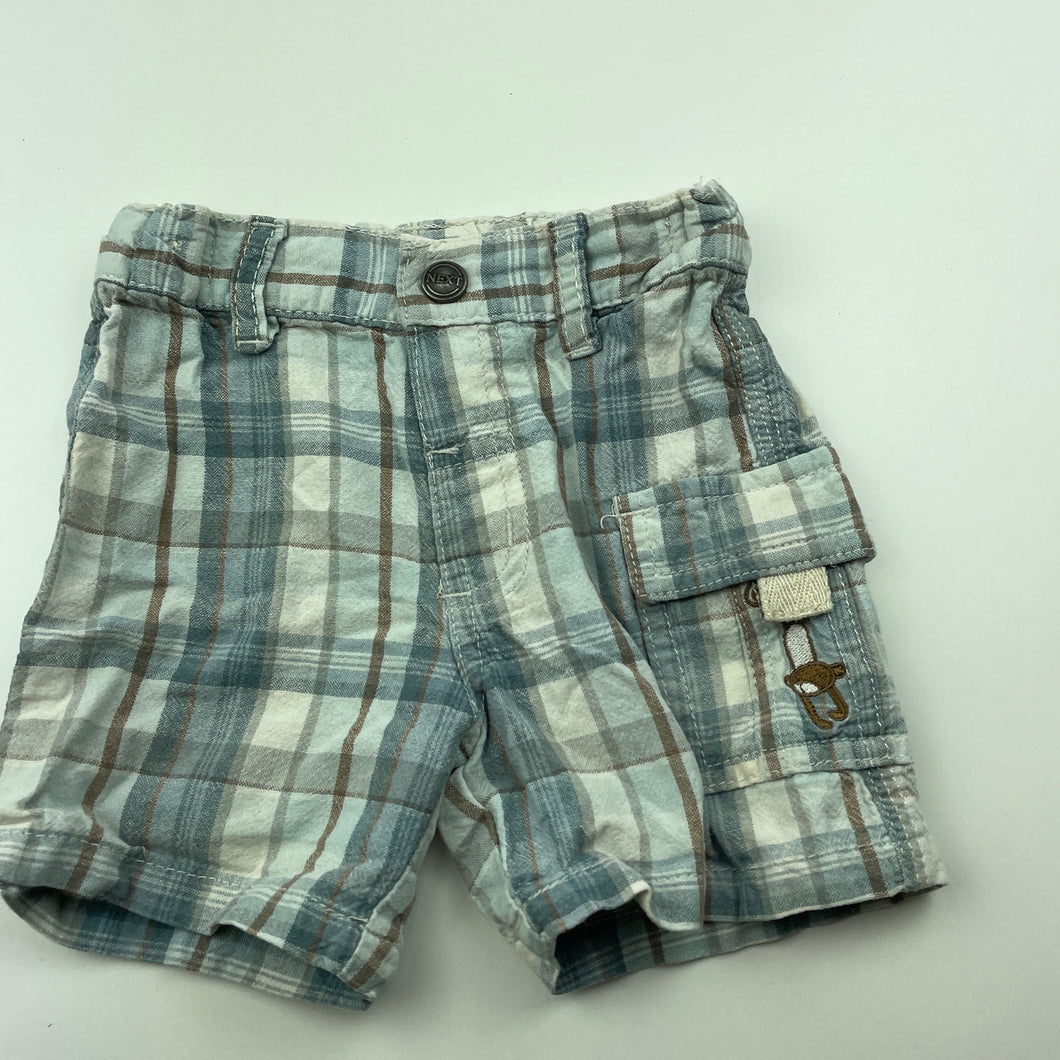 Boys Next, checked cotton shorts, adjustable, GUC, size 00,  