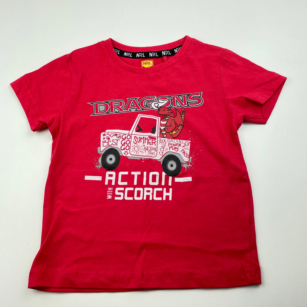 unisex NRL Supporter, St George Dragons cotton t-shirt / top, EUC, size 1,  