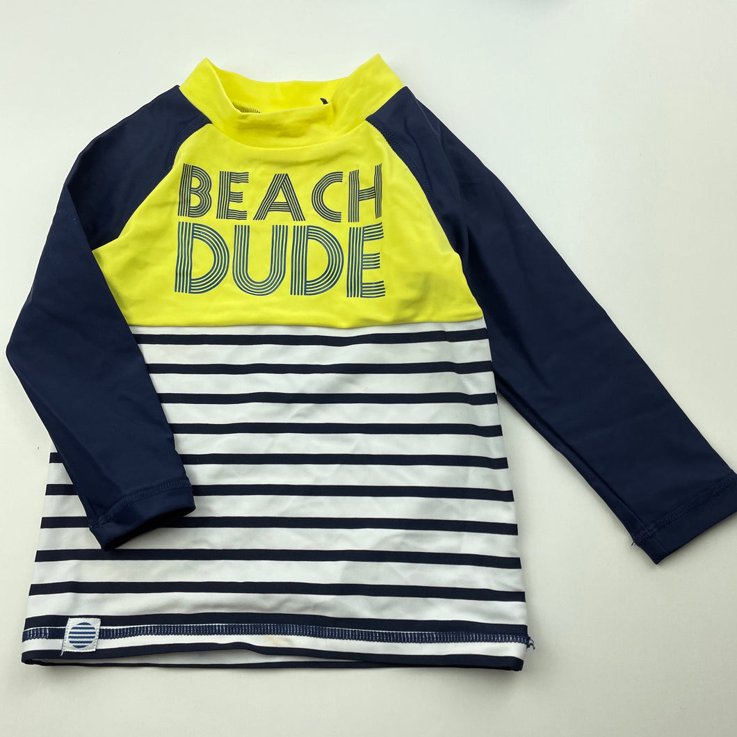 Boys Cancer Council, long sleeve rashie / swim top, GUC, size 0,  