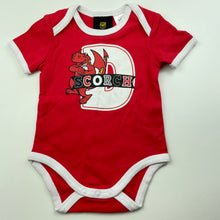 Load image into Gallery viewer, unisex NRL Supporter, St George Dragons cotton bodysuit / romper, EUC, size 00,  