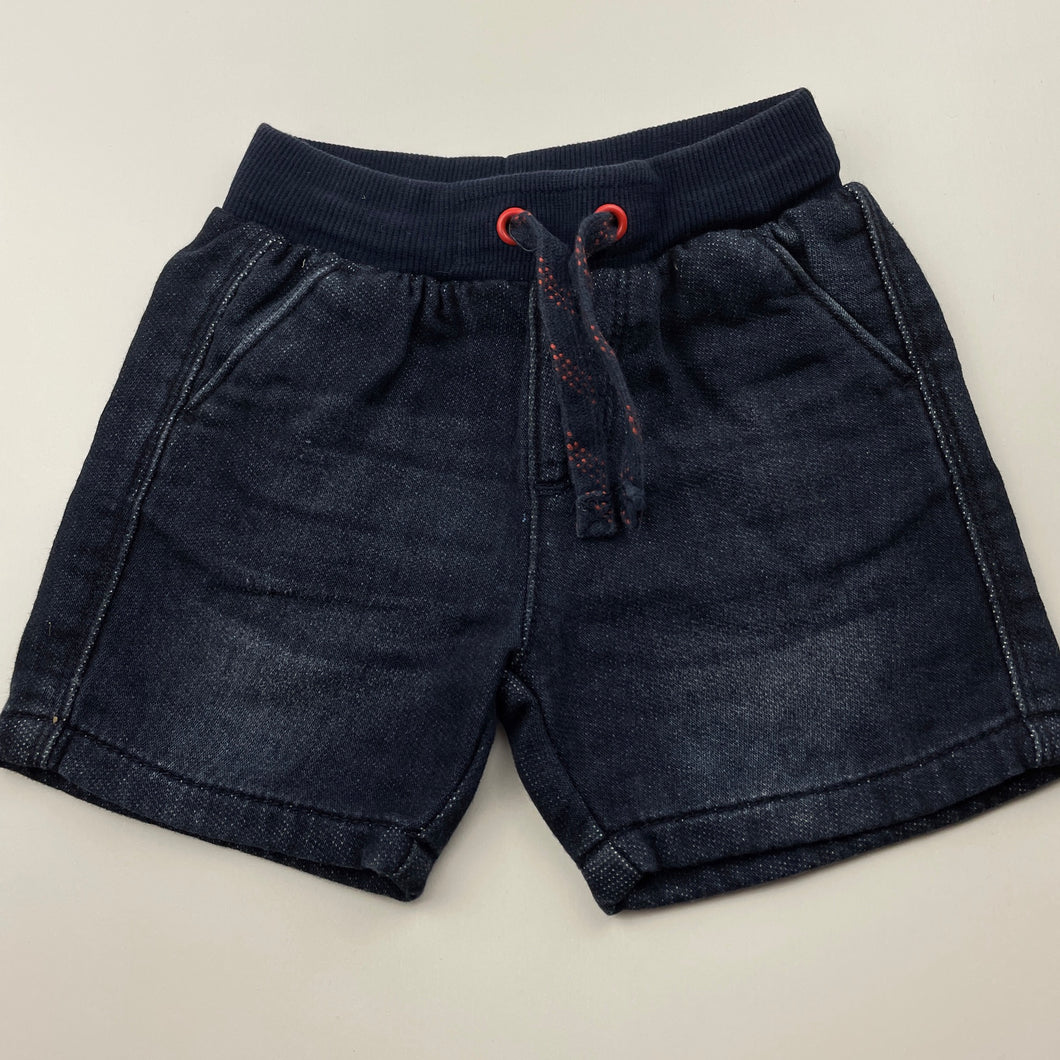 Boys Target, dark knit denim shorts, elasticated, GUC, size 00,  