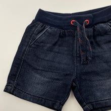 Load image into Gallery viewer, Boys Target, dark knit denim shorts, elasticated, GUC, size 00,  
