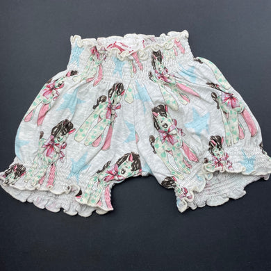 Girls Little Wings, organic cotton shorts, elasticated, horses, EUC, size 3 months,  