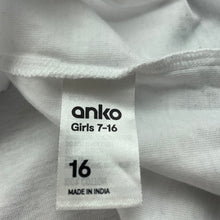 Load image into Gallery viewer, Girls Anko, white cotton long sleeve t-shirt / top, EUC, size 16,  
