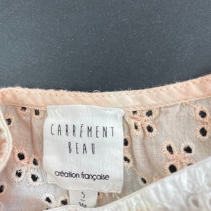 Girls Carrement Beau, lightweight broderie cotton top, EUC, size 5,  