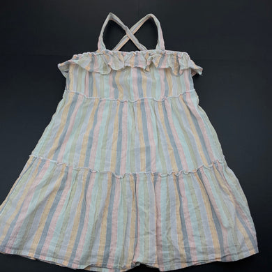 Girls Mango, lined metallic stripe summer dress, FUC, size 3, L: 58cm