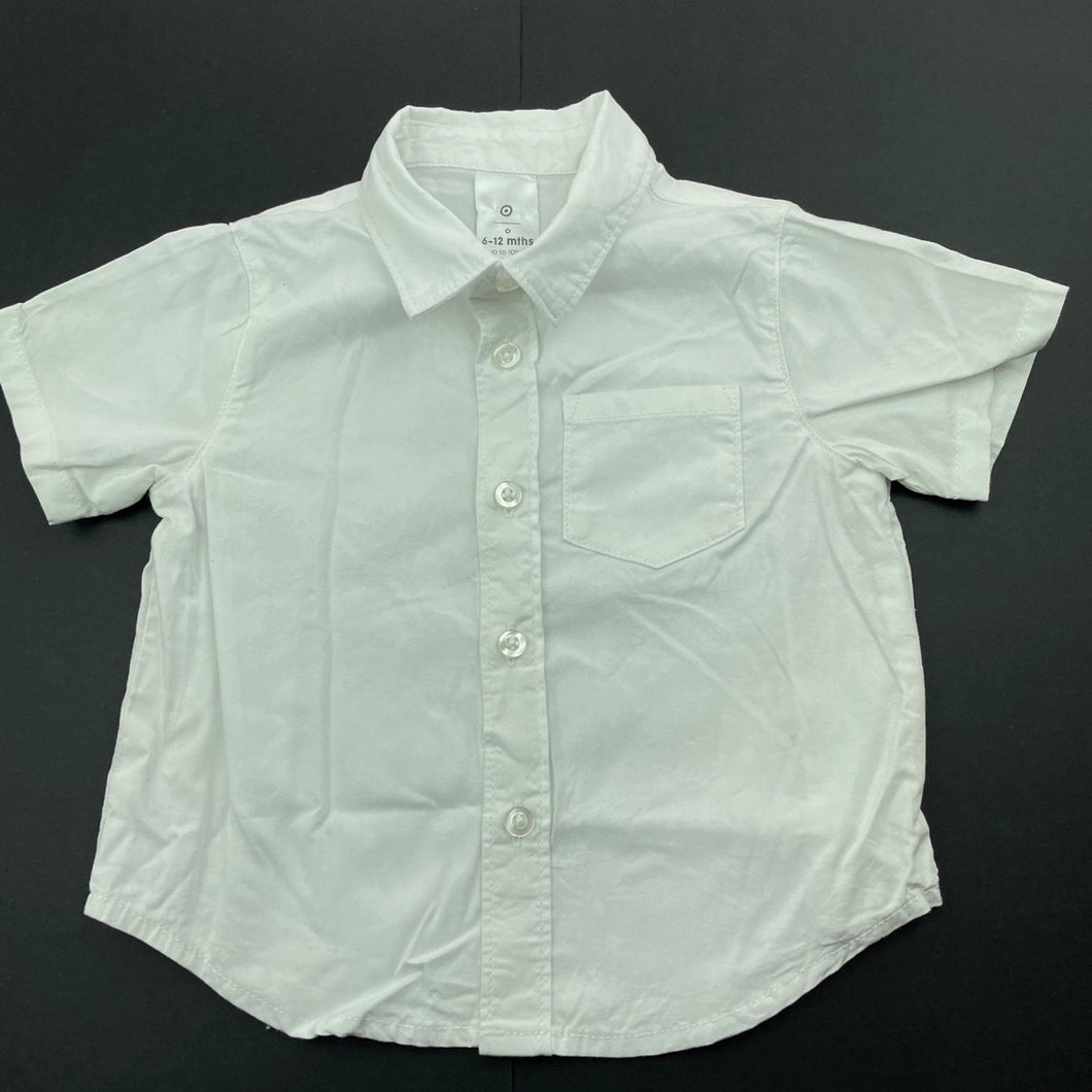 Boys Target, white cotton short sleeve shirt, FUC, size 0,  