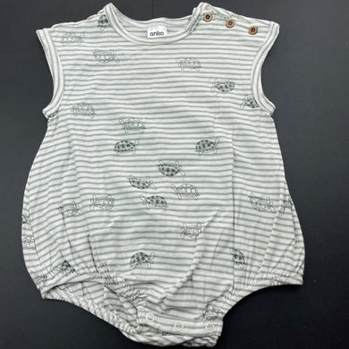 Girls Anko, striped cotton romper, tortoises, EUC, size 1,  
