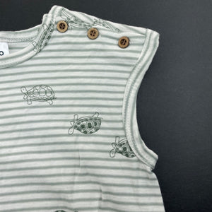 Girls Anko, striped cotton romper, tortoises, EUC, size 1,  
