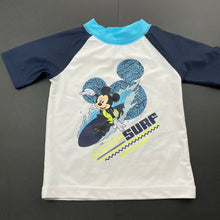 Load image into Gallery viewer, Boys Disney, Mickey Mouse short sleeve rashie / swim top, GUC, size 0,  