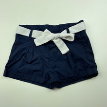 Load image into Gallery viewer, Girls Ollie's Place, navy lightweight cotton shorts, W: 26cm across, GUC, size 2,  