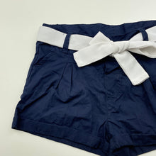 Load image into Gallery viewer, Girls Ollie's Place, navy lightweight cotton shorts, W: 26cm across, GUC, size 2,  