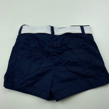 Load image into Gallery viewer, Girls Ollie's Place, navy lightweight cotton shorts, W: 26cm across, GUC, size 2,  