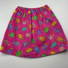 Load image into Gallery viewer, Girls Handmade, cotton skirt, elasticated, turtles, L: 39.5cm, EUC, size 5,  
