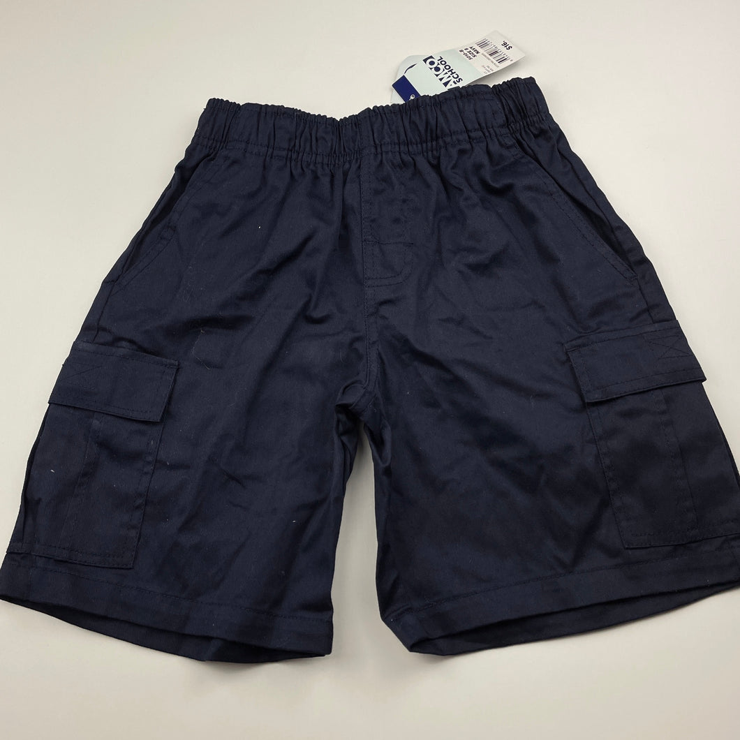 Boys Amco School, navy cotton school cargo shorts, elasticated, NEW, size 8,  