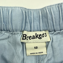 Load image into Gallery viewer, Girls Breakers, lace trim chambray cotton shorts, elasticated, EUC, size 12,  