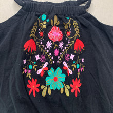 Load image into Gallery viewer, Girls Baby Berry, black cotton summer romper, flowers, EUC, size 00,  