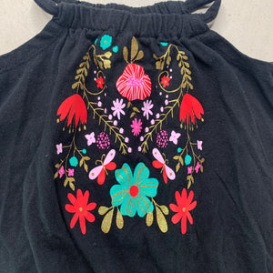 Girls Baby Berry, black cotton summer romper, flowers, EUC, size 00,  