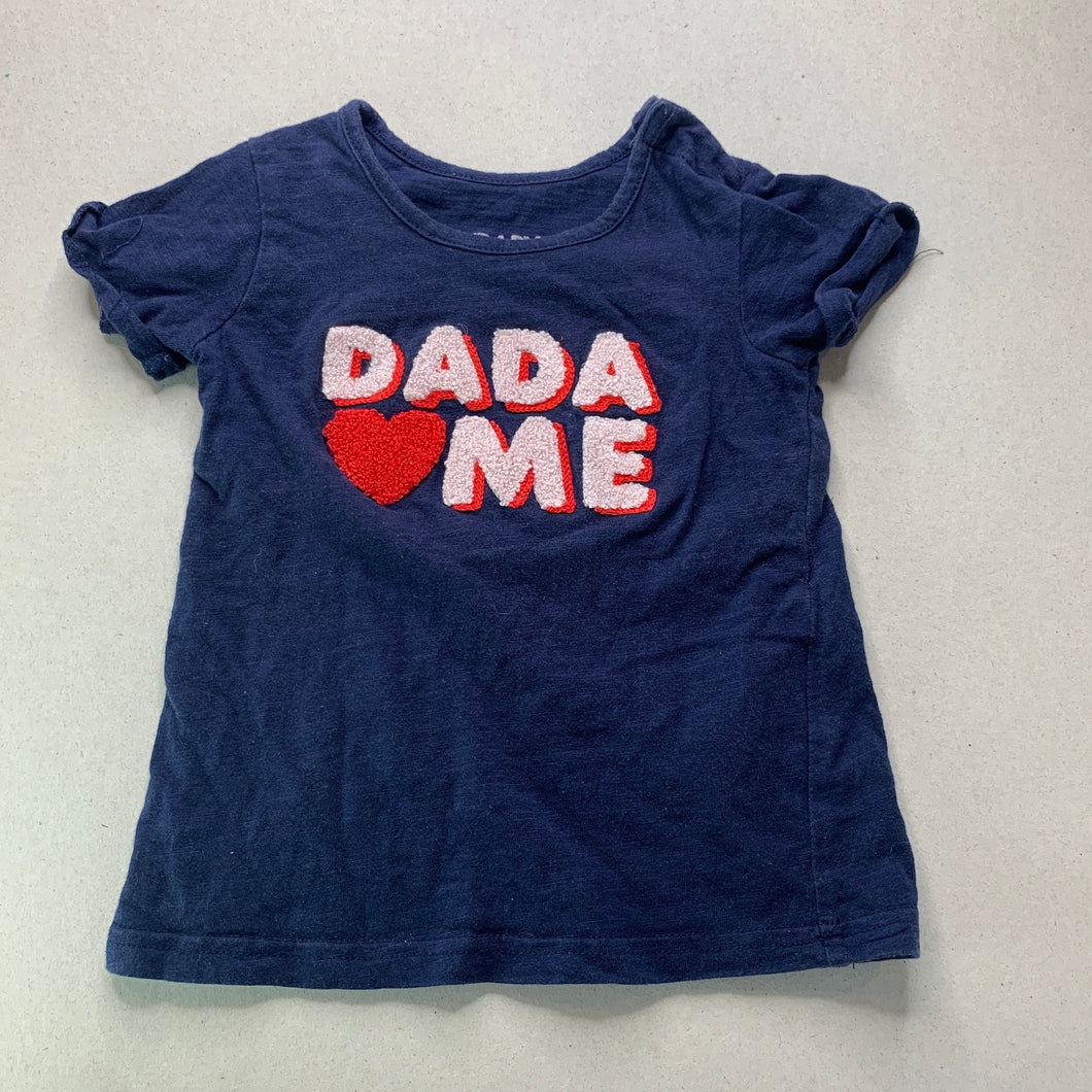 Girls Cotton On, navy cotton t-shirt / top, dad, GUC, size 1,  
