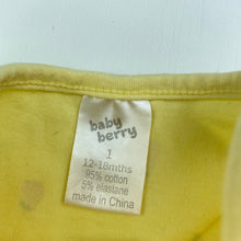 Load image into Gallery viewer, Girls Baby Berry, yellow stretchy romper, FUC, size 1,  