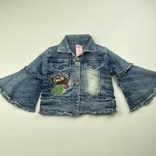 Load image into Gallery viewer, Girls DP Fashion, embroidered stretch denim jacket, armpit to armpit: 26.5cm, FUC, size 1-2,  