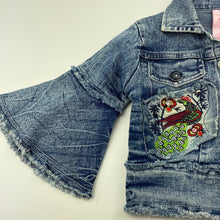 Load image into Gallery viewer, Girls DP Fashion, embroidered stretch denim jacket, armpit to armpit: 26.5cm, FUC, size 1-2,  