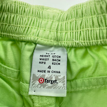 Load image into Gallery viewer, Girls Target, green cotton shorts, elasticated, EUC, size 4,  