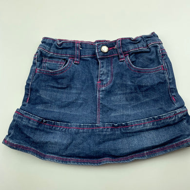 Girls Fun Spirit, blue stretch denim skirt, adjustable, L: 26cm, GUC, size 5,  