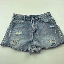 Load image into Gallery viewer, Girls SHEIN, distressed stretch denim shorts, adjustable, GUC, size 12,  