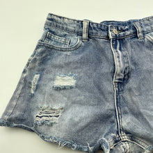 Load image into Gallery viewer, Girls SHEIN, distressed stretch denim shorts, adjustable, GUC, size 12,  
