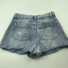 Load image into Gallery viewer, Girls SHEIN, distressed stretch denim shorts, adjustable, GUC, size 12,  