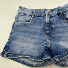 Load image into Gallery viewer, Girls Zara, blue stretch denim shorts, adjustable, EUC, size 10,  