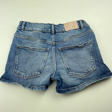 Load image into Gallery viewer, Girls Zara, blue stretch denim shorts, adjustable, EUC, size 10,  