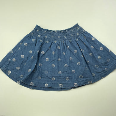 Girls Kids & Co, chambray cotton skirt, elasticated, L: 27cm, FUC, size 5,  