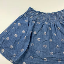 Load image into Gallery viewer, Girls Kids &amp; Co, chambray cotton skirt, elasticated, L: 27cm, FUC, size 5,  