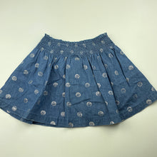 Load image into Gallery viewer, Girls Kids &amp; Co, chambray cotton skirt, elasticated, L: 27cm, FUC, size 5,  