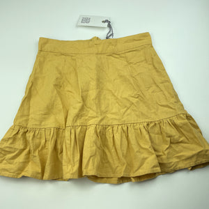 Girls Seed, mustard linen/viscose skirt, L: 40cm, W: 32cm across, NEW, size 12,  
