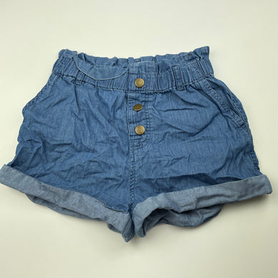 Girls Anko, chambray cotton shorts, elasticated, EUC, size 9,  