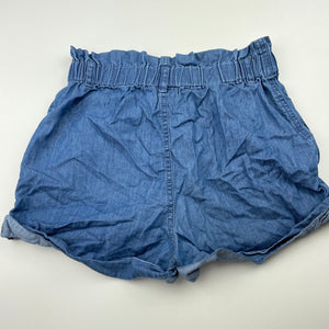 Girls Anko, chambray cotton shorts, elasticated, EUC, size 9,  