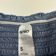 Load image into Gallery viewer, Girls Anko, blue &amp; gold spot cotton skirt, elasticated, L: 27cm, EUC, size 5,  
